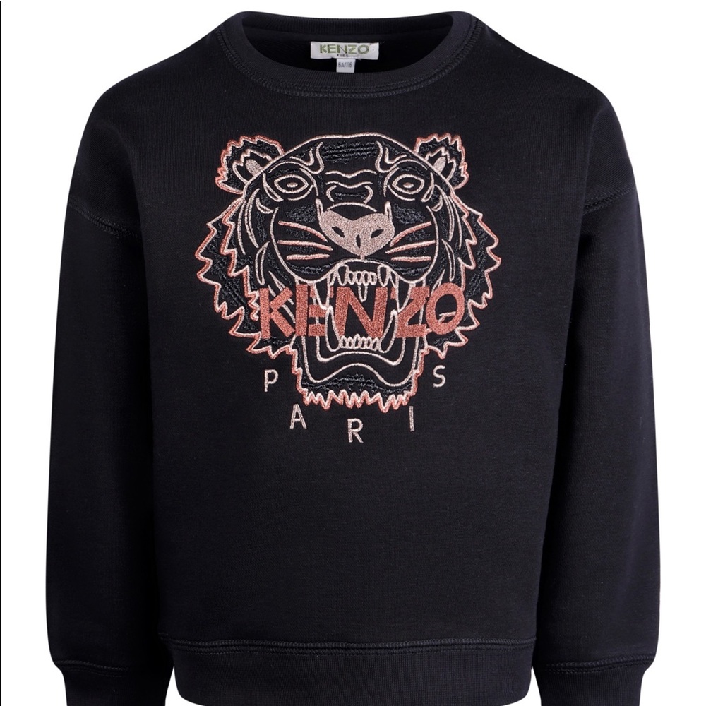 Kenzo Paris Black Sweatshirt 14 XS embroidered